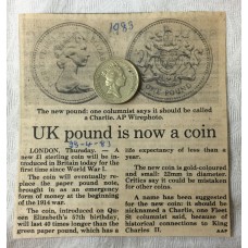 GREAT BRITAIN UK 1989 . ONE 1 POUND COIN and MISCELLANEOUS INFORMATION
